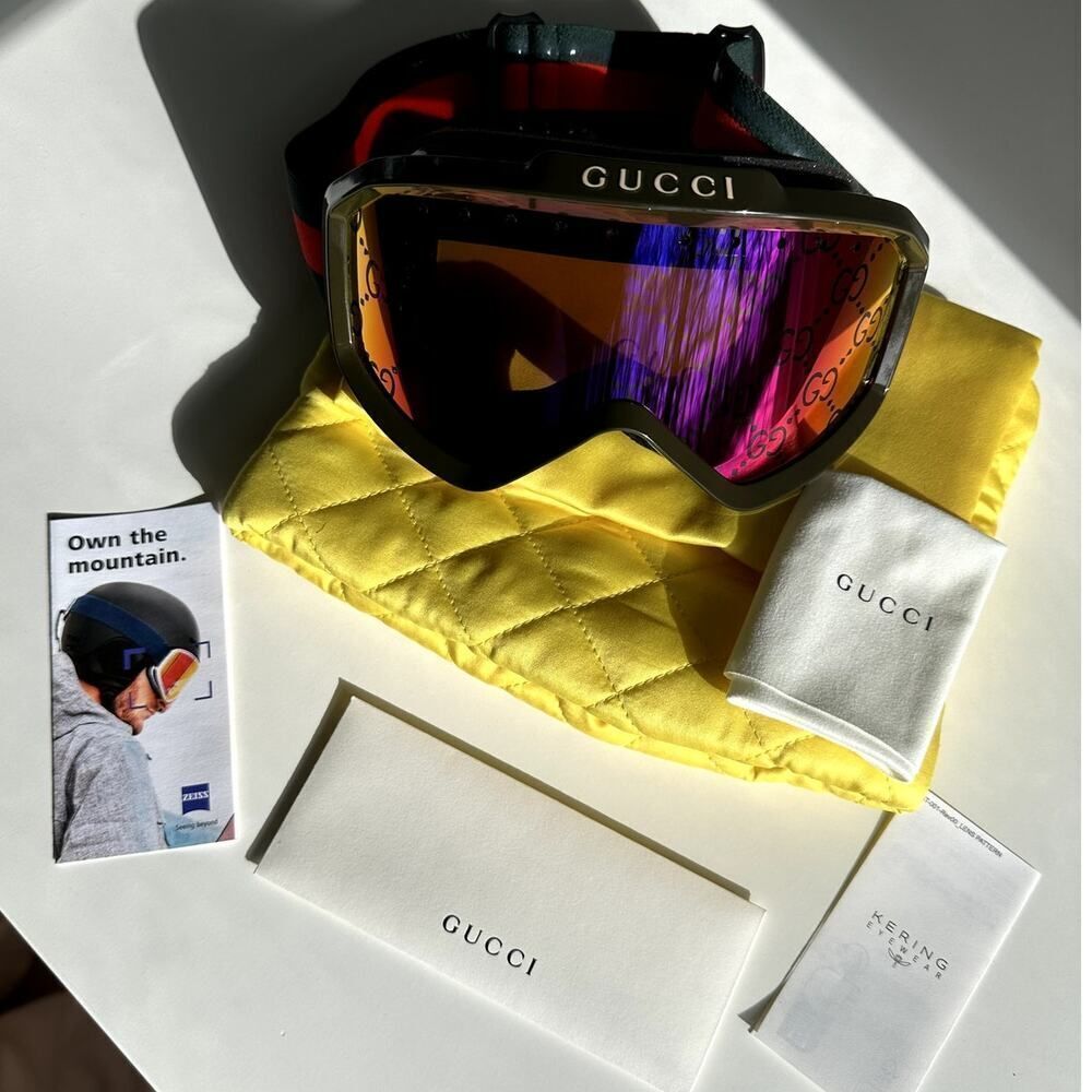 NEW Gucci SKI Mask ZEISS Lens GG1210S 003 Green MultiColor Red Unisex - Picture 7 of 11